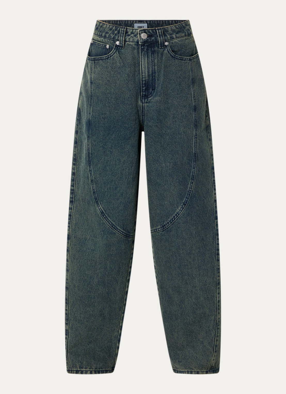 Obey Nana high waist wide leg jeans met medium wassing - voorkant 2 indigo