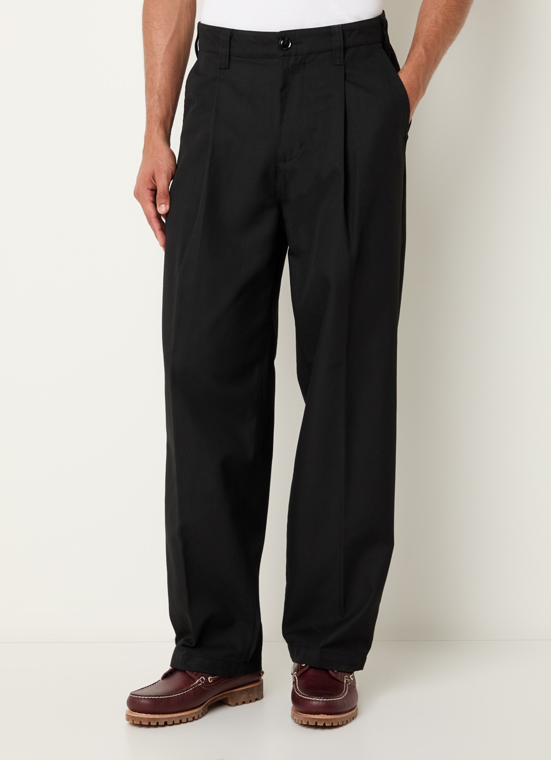 Obey Oliver loose fit pantalon met persplooi - detail zwart