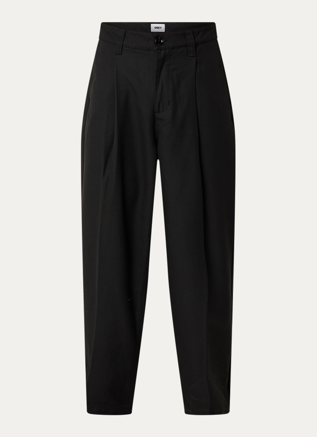 Obey Oliver loose fit pantalon met persplooi - voorkant 4 zwart