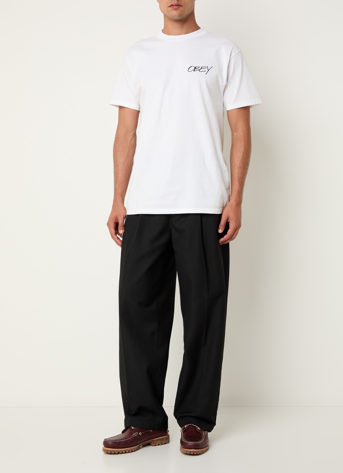 Obey Oliver loose fit pantalon met persplooi - voorkant 5 zwart
