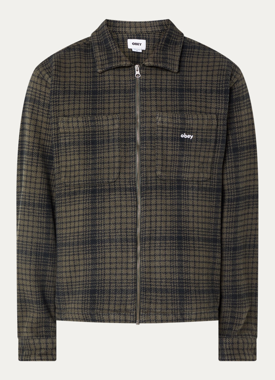 Obey Parker overshirt met ruitdessin - voorkant 2 bronsgroen