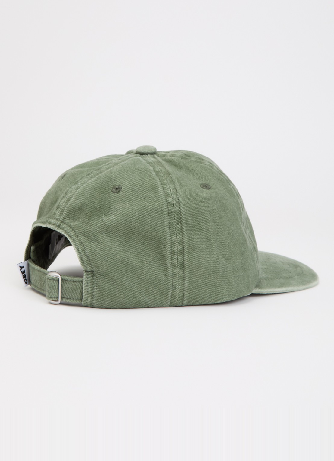 Obey Pet van denim met logoborduring - detail 2 olijfgroen