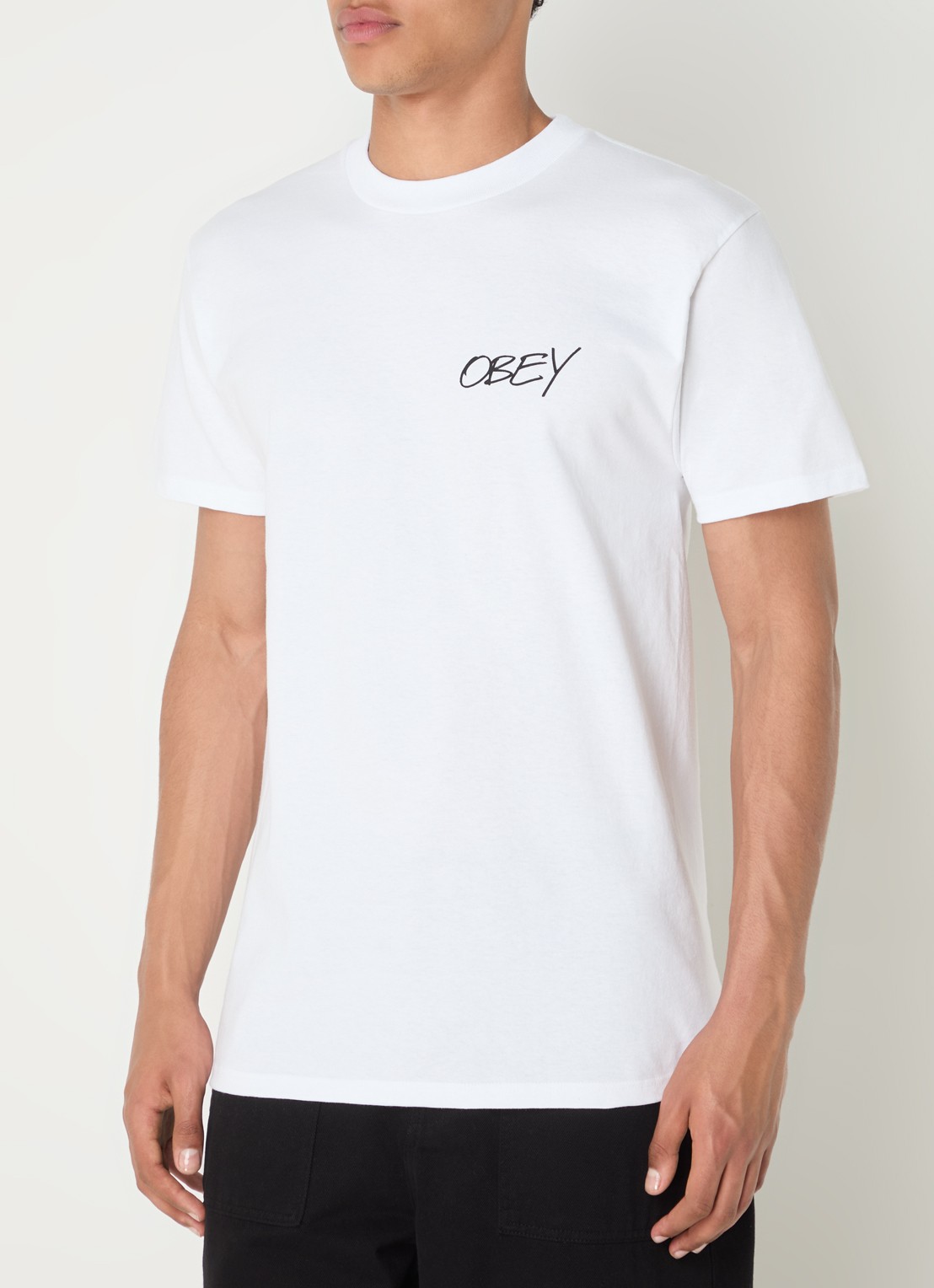 Obey Poppies T-shirt logo- en backpint - achterkant 2 wit