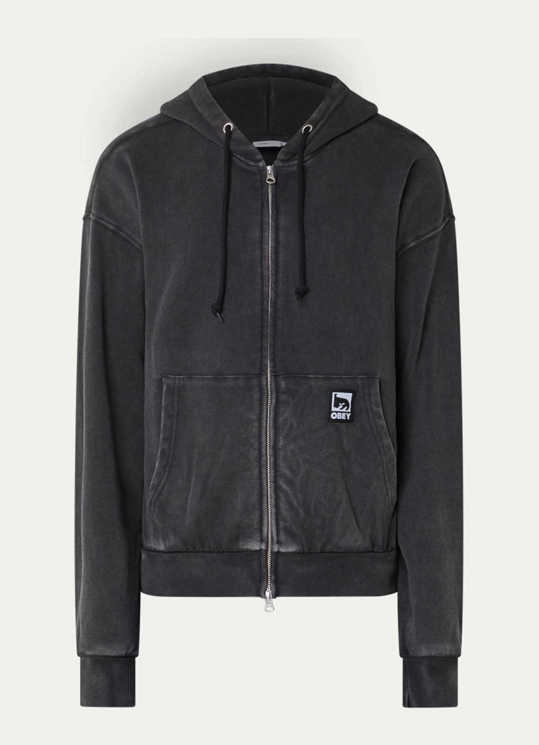 Obey Post sweatvest met logo - voorkant 3 antraciet