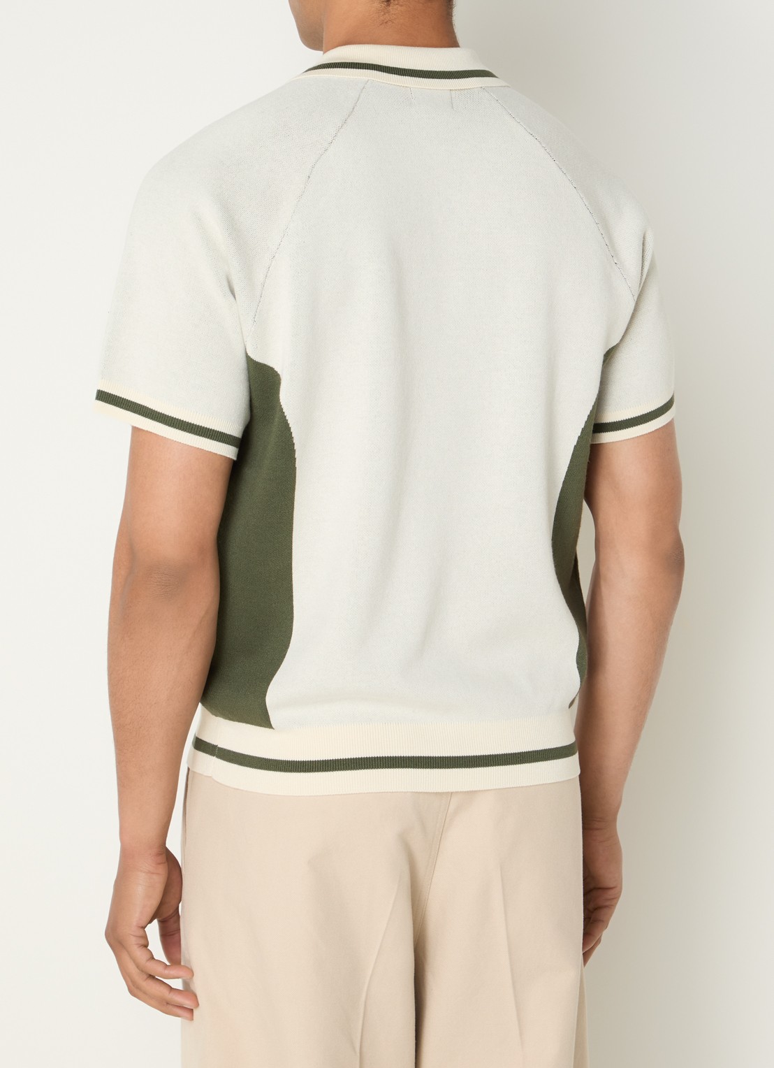 Obey Regular fit fijngebreide polo met logo - achterkant 4 beige