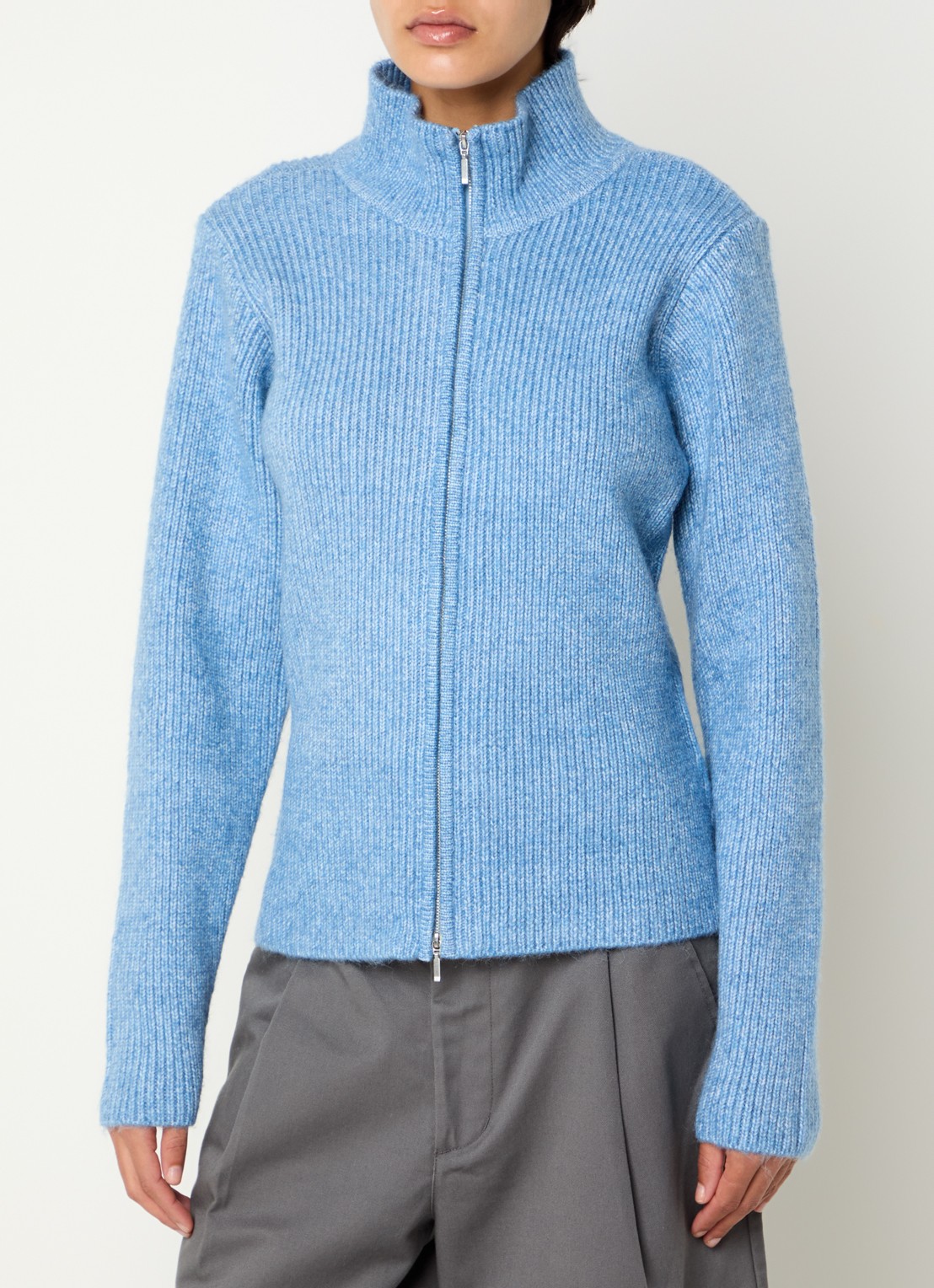 Obey Ribgebreid vest met ritssluiting - detail 4 blauw