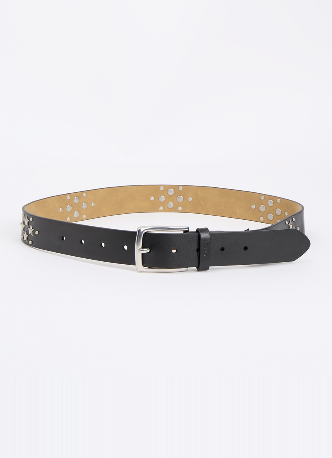 Obey Riem van leer met studs - voorkant zwart