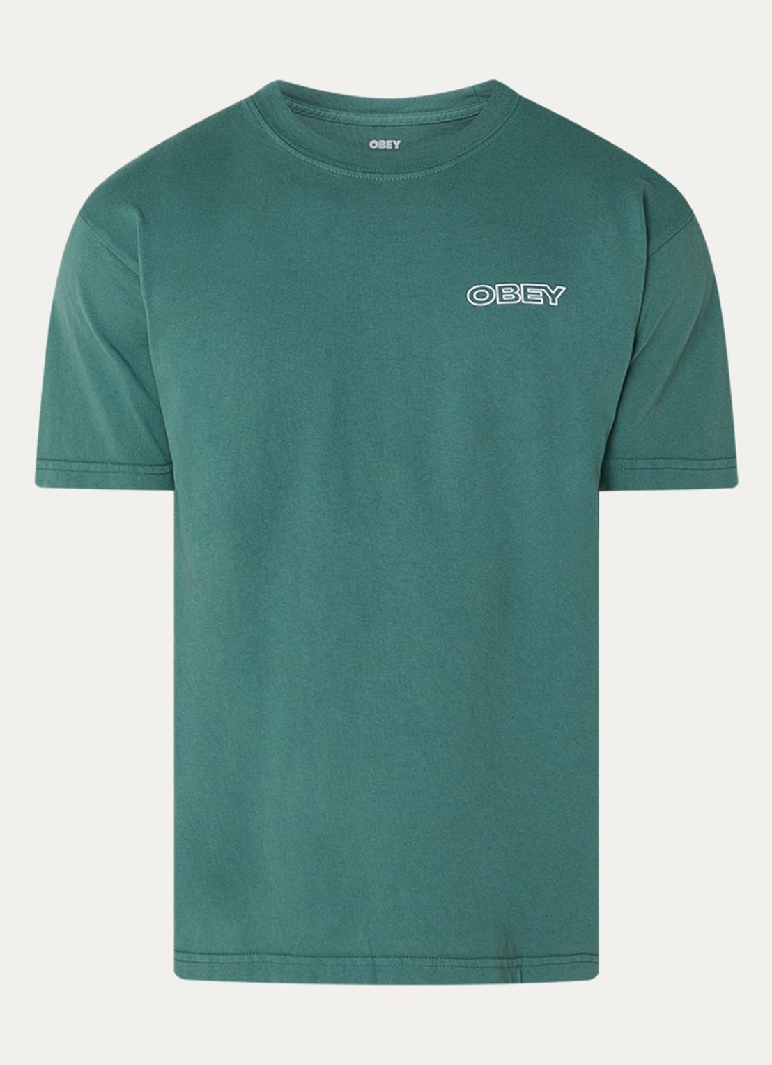 Obey Ripple T-shirt met logo- en backprint - voorkant groen