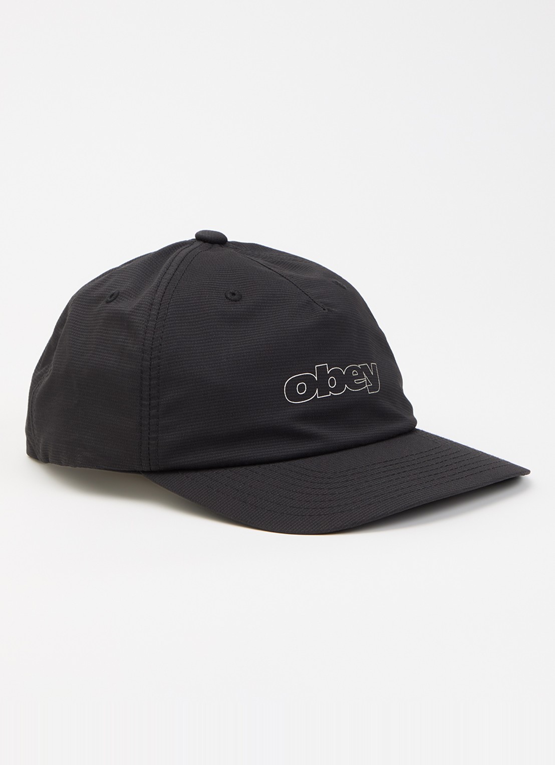 Obey Scamble 5 panel pet met logo  - voorkant 2 zwart