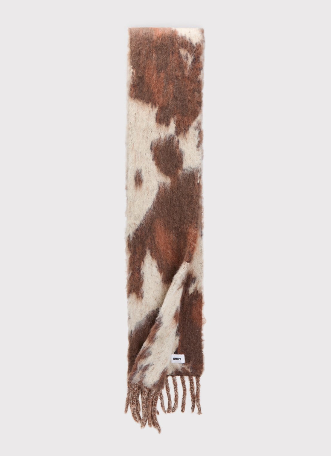 Obey Sjaal in wolblend 230 x 20 cm - detail bruin