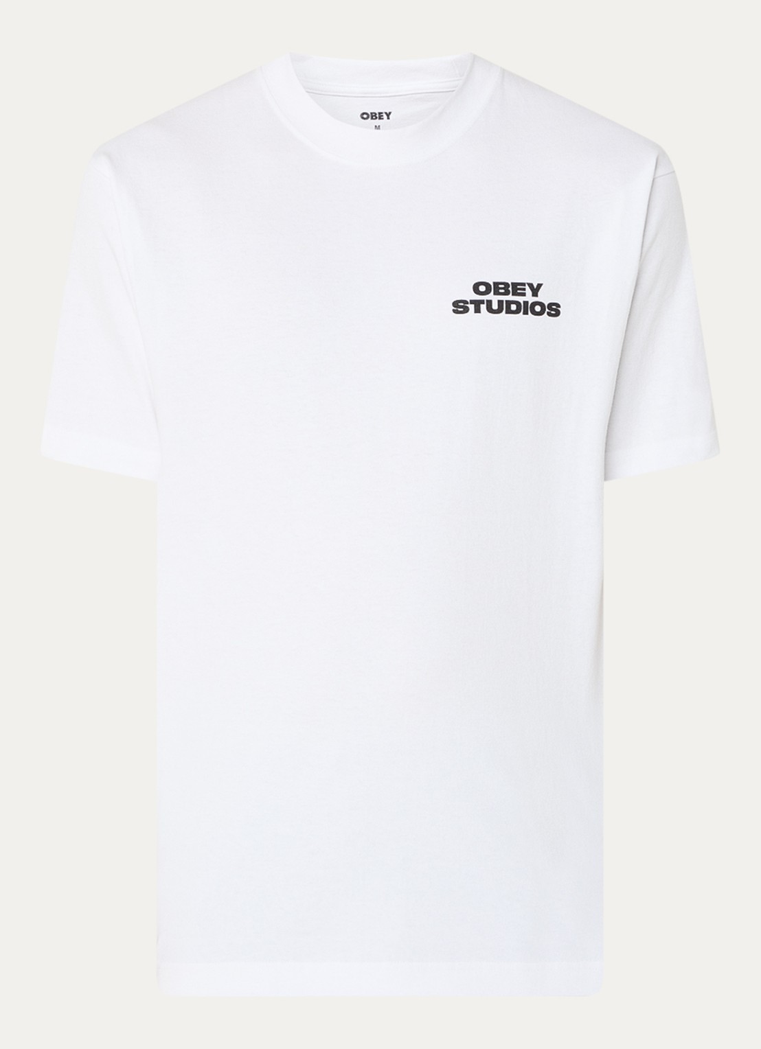 Obey Sky Face T-shirt met logo- en backprint - voorkant 3 wit