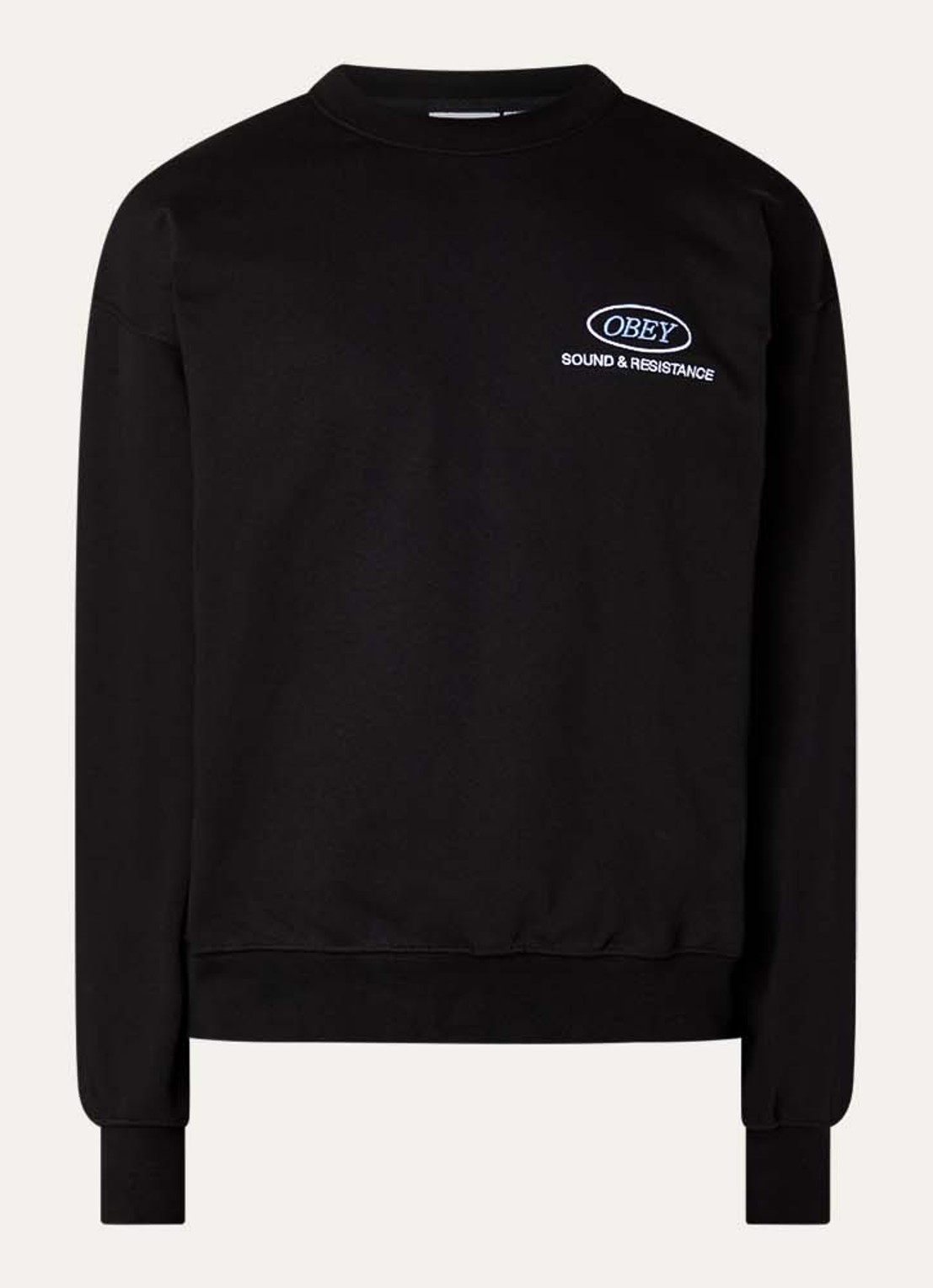 Obey Sound Crew sweater met borduring - voorkant 2 zwart