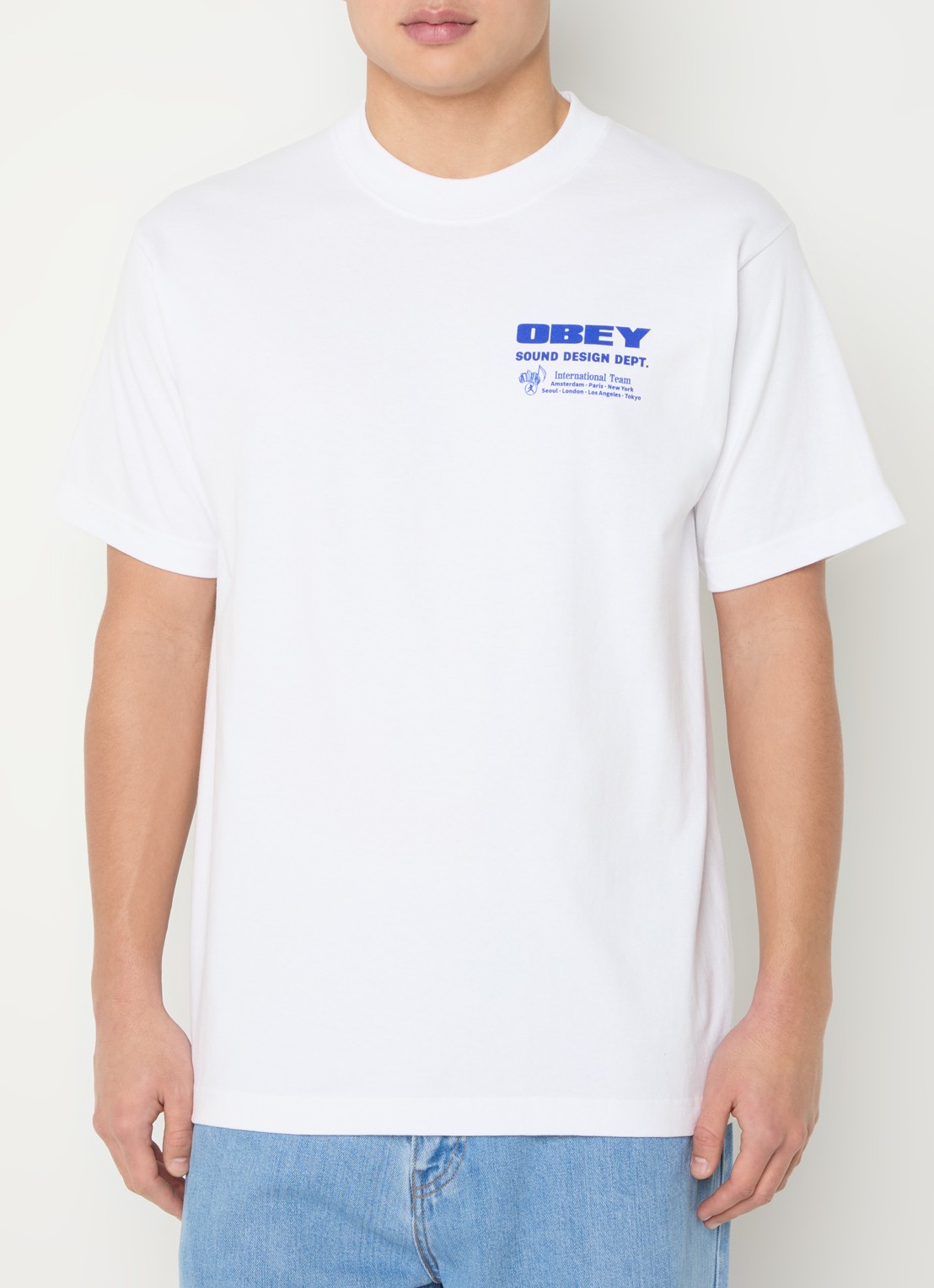 Obey Sound Design T-shirt met logo- en backprint - achterkant 2 wit