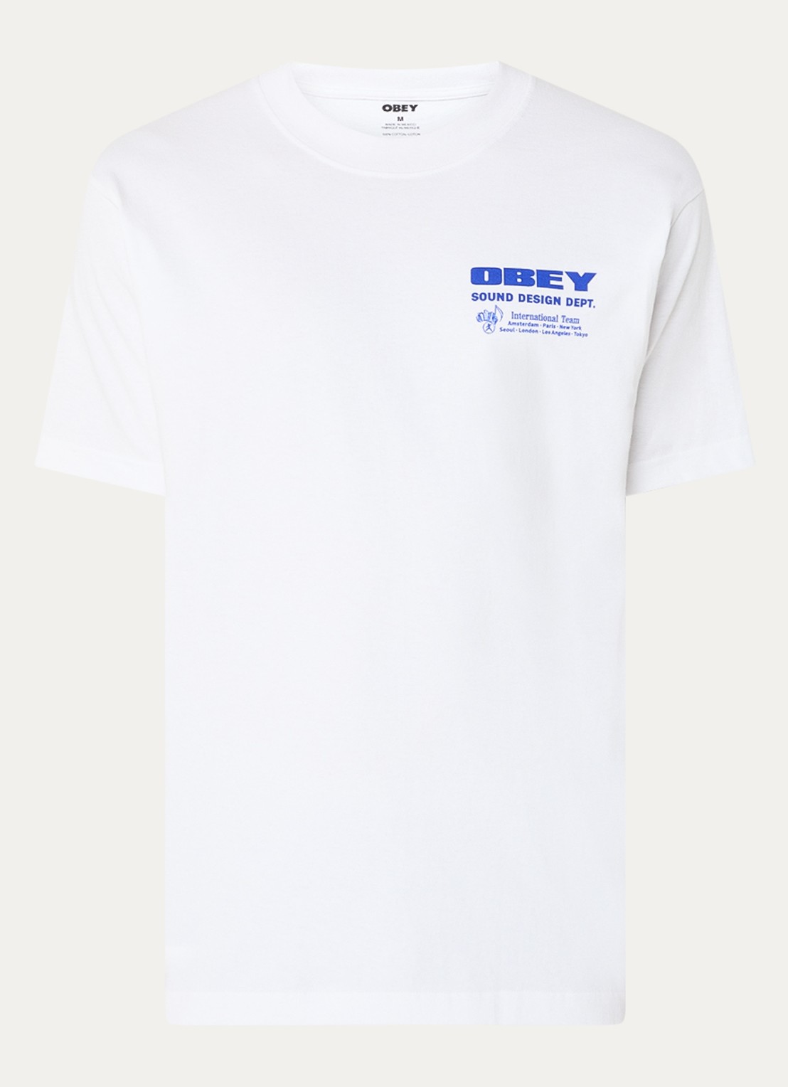 Obey Sound Design T-shirt met logo- en backprint - voorkant 3 wit
