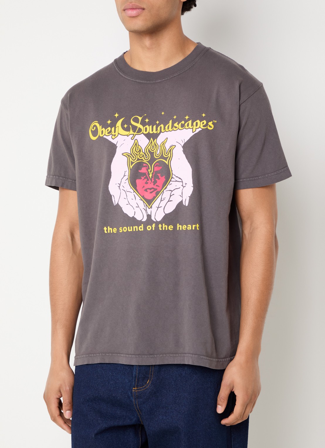 Obey Soundscapes T-shirt met print - detail 4 donkergrijs