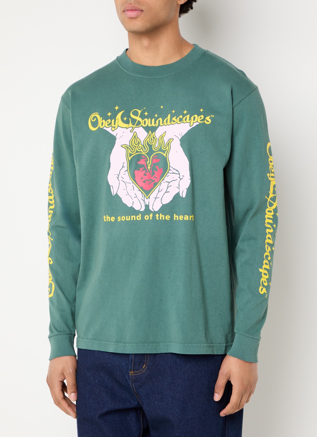 Obey Soundscapes T-shirt met print - detail donkergroen