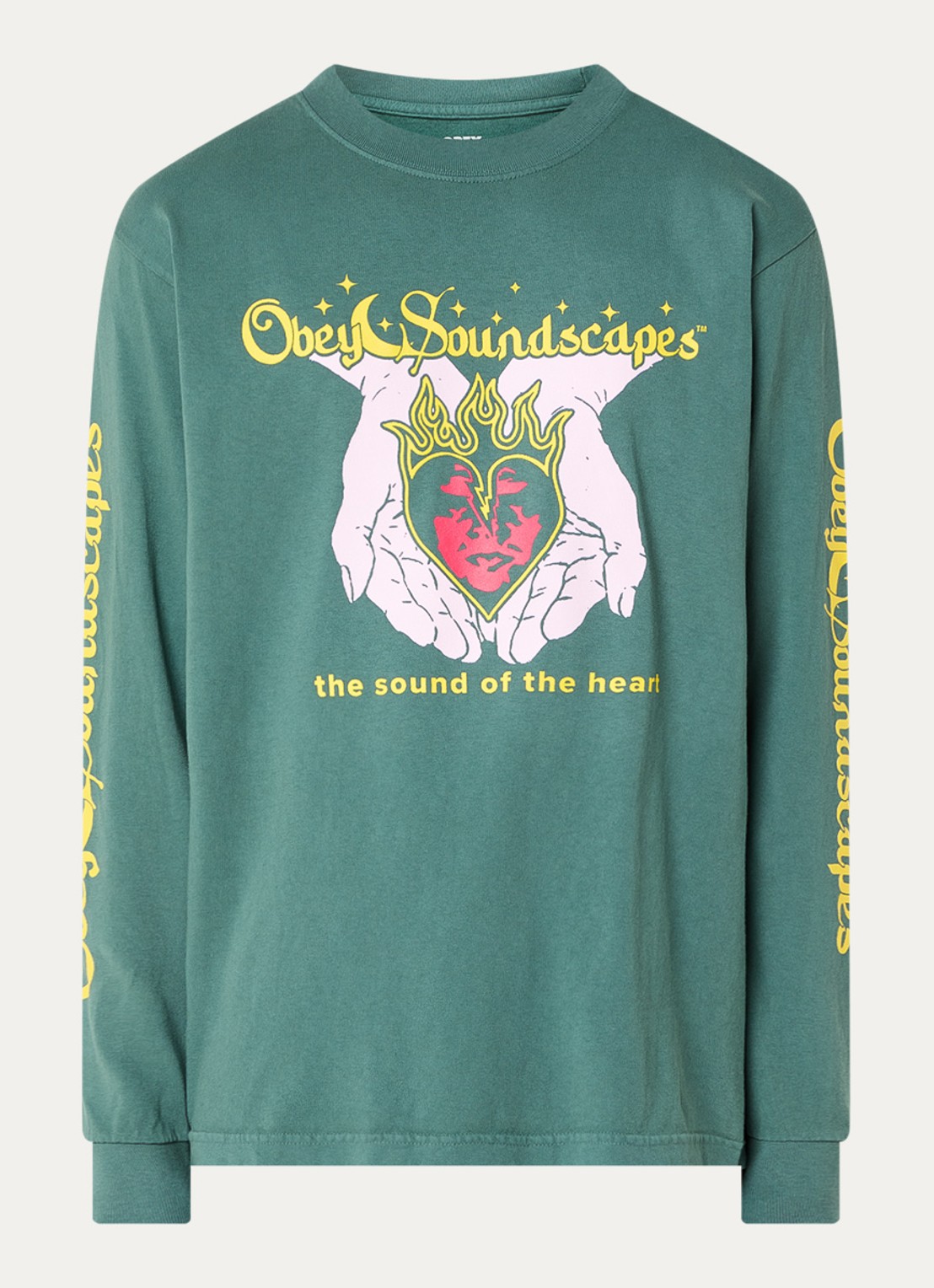 Obey Soundscapes T-shirt met print - voorkant 2 donkergroen