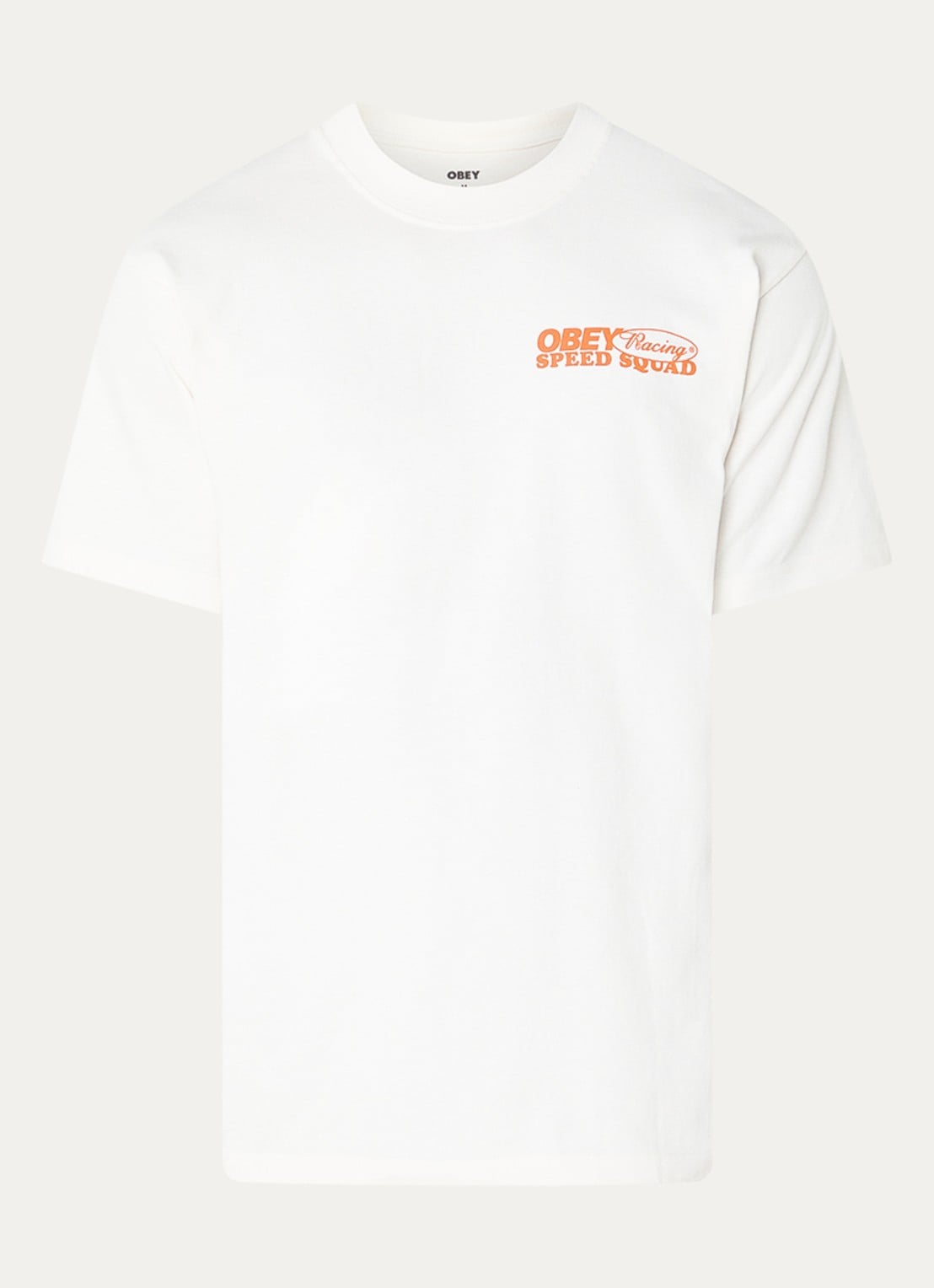 Obey Speed Squad T-shirt met logo- en backprint - voorkant 2 gebroken wit