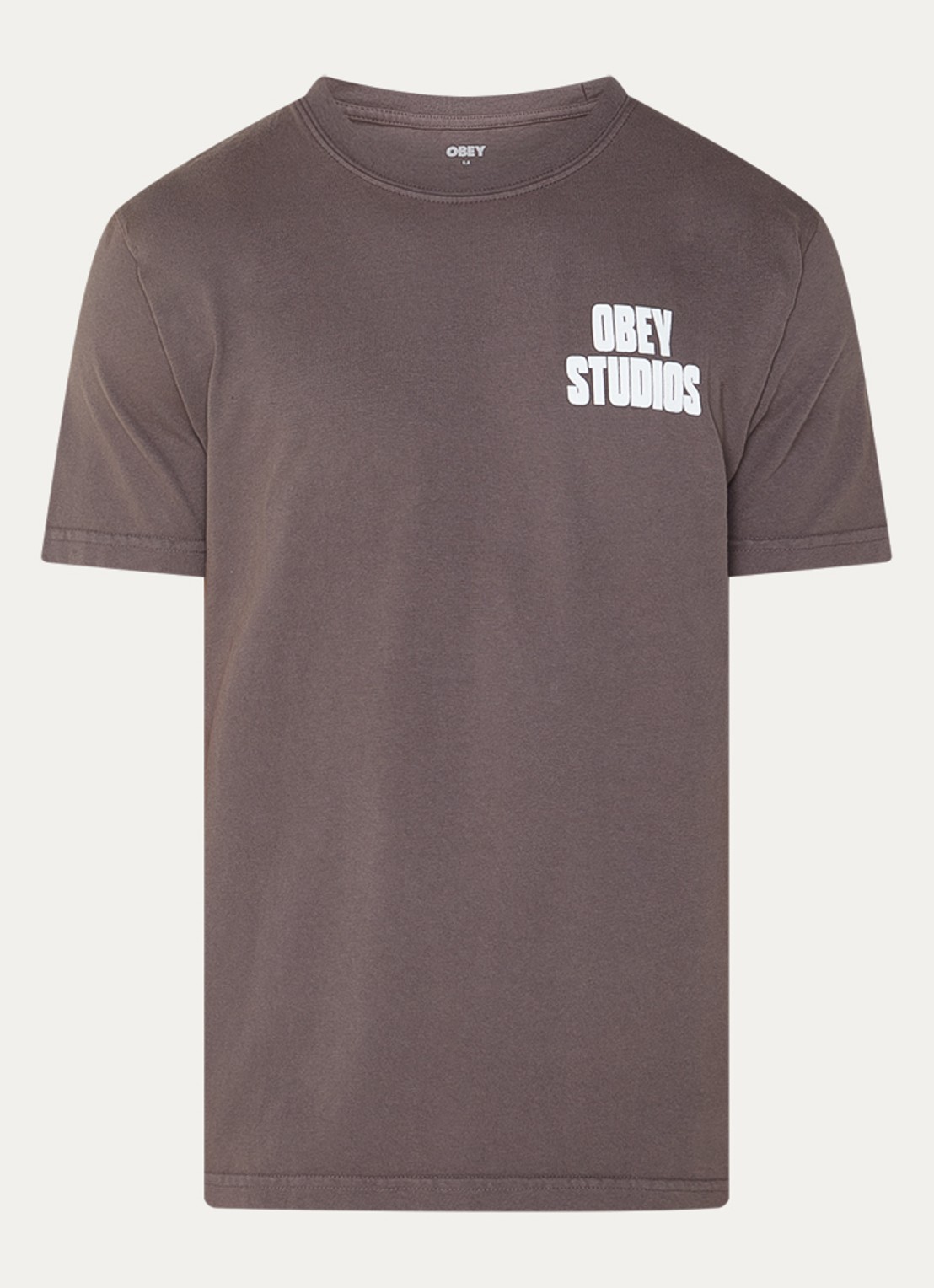 Obey Stamped T-shirt met logo- en backprint - voorkant 3 zwart