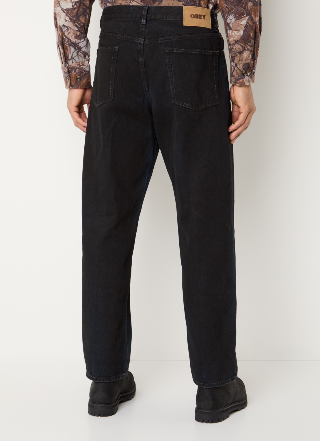 Obey Straight leg jeans met gekleurde wassing en steekzakken - achterkant indigo