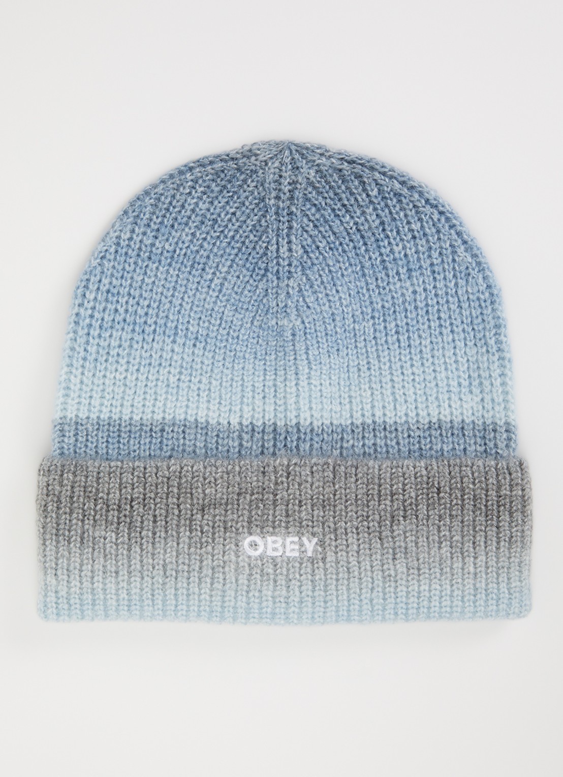 Obey Sully ribgebreide muts met logo - voorkant blauw