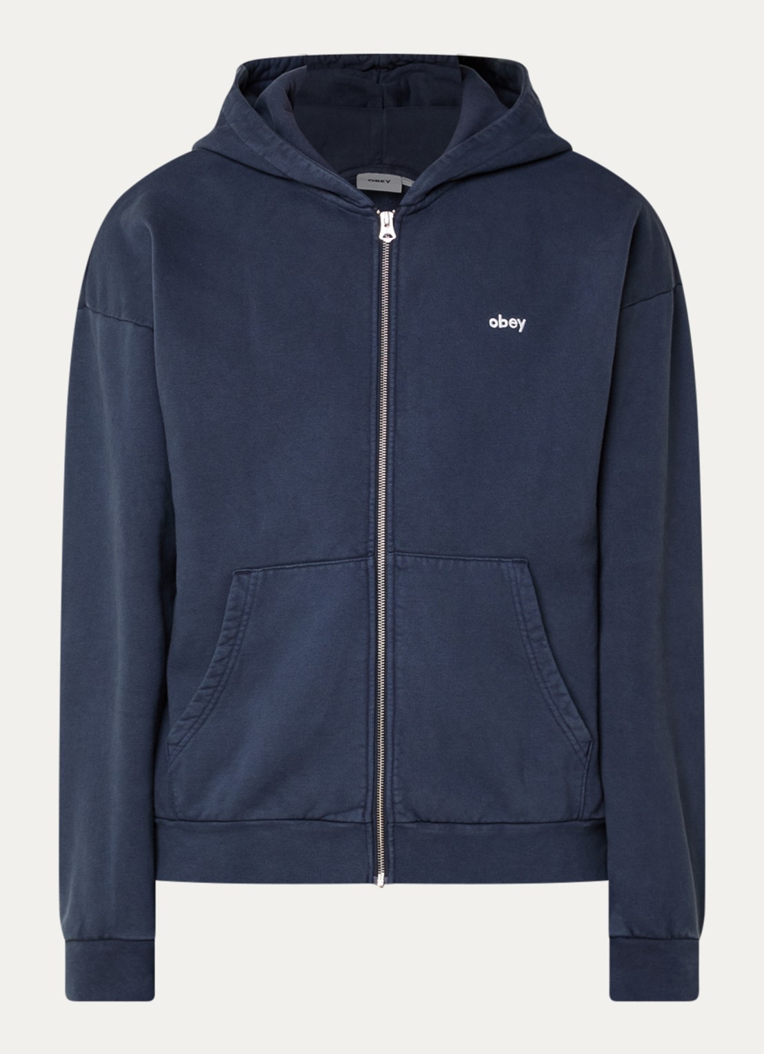 Obey Sweatvest met logo en steekzakken - voorkant 4 donkerblauw