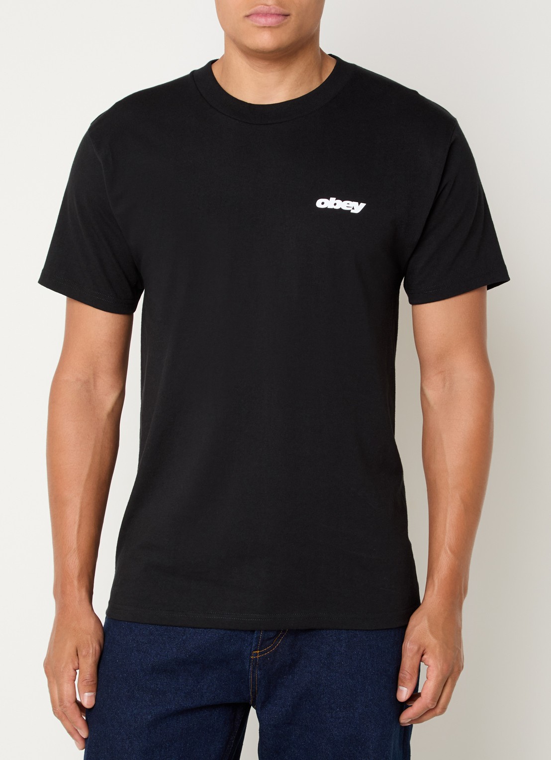 Obey T-shirt met logo en backprint - achterkant 4 zwart