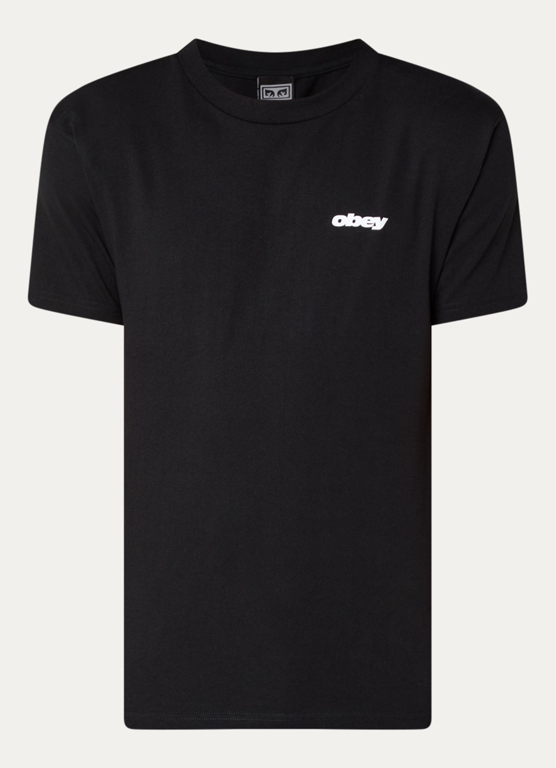 Obey T-shirt met logo en backprint - voorkant zwart