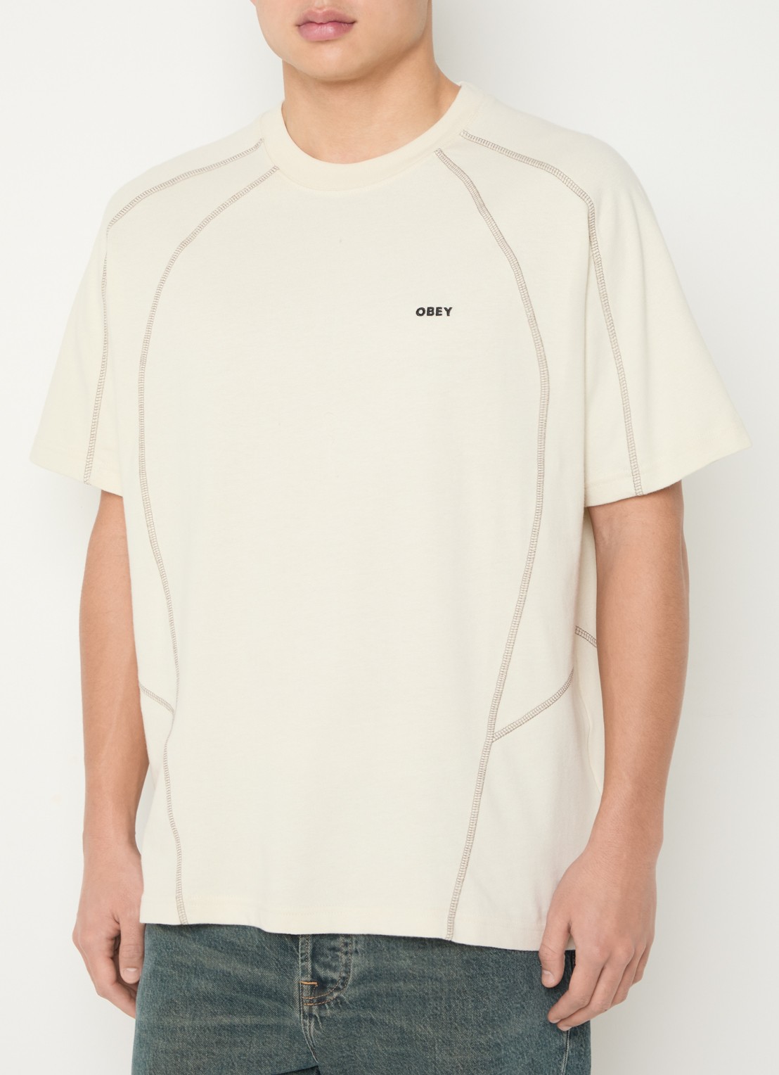 Obey T-shirt met logo - detail 2 beige