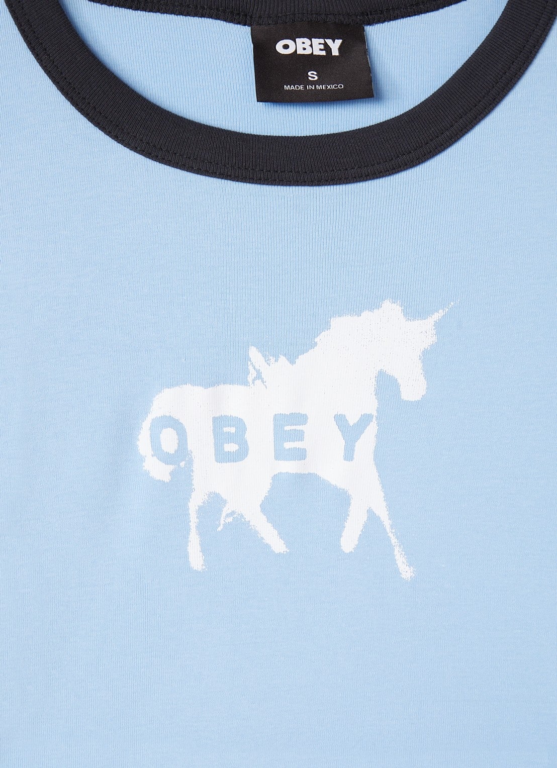 Obey T-shirt met logoprint - detail 3 blauw