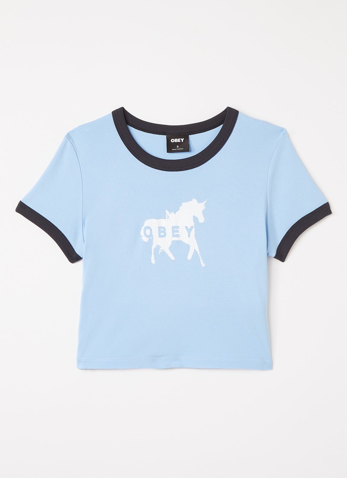Obey T-shirt met logoprint - voorkant blauw