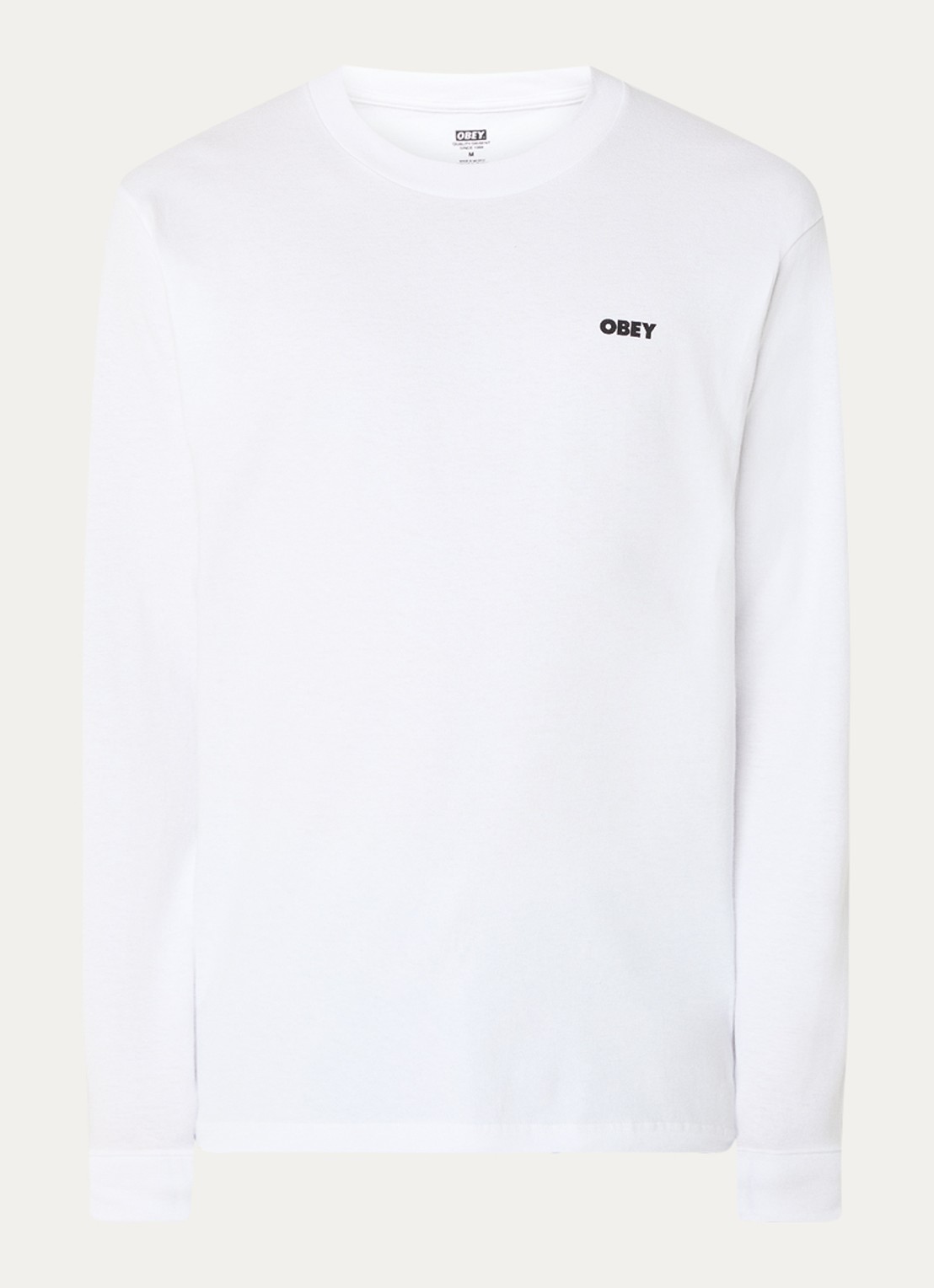 Obey The Medium Is The Message longsleeve met logo- en backprint - voorkant 2 wit