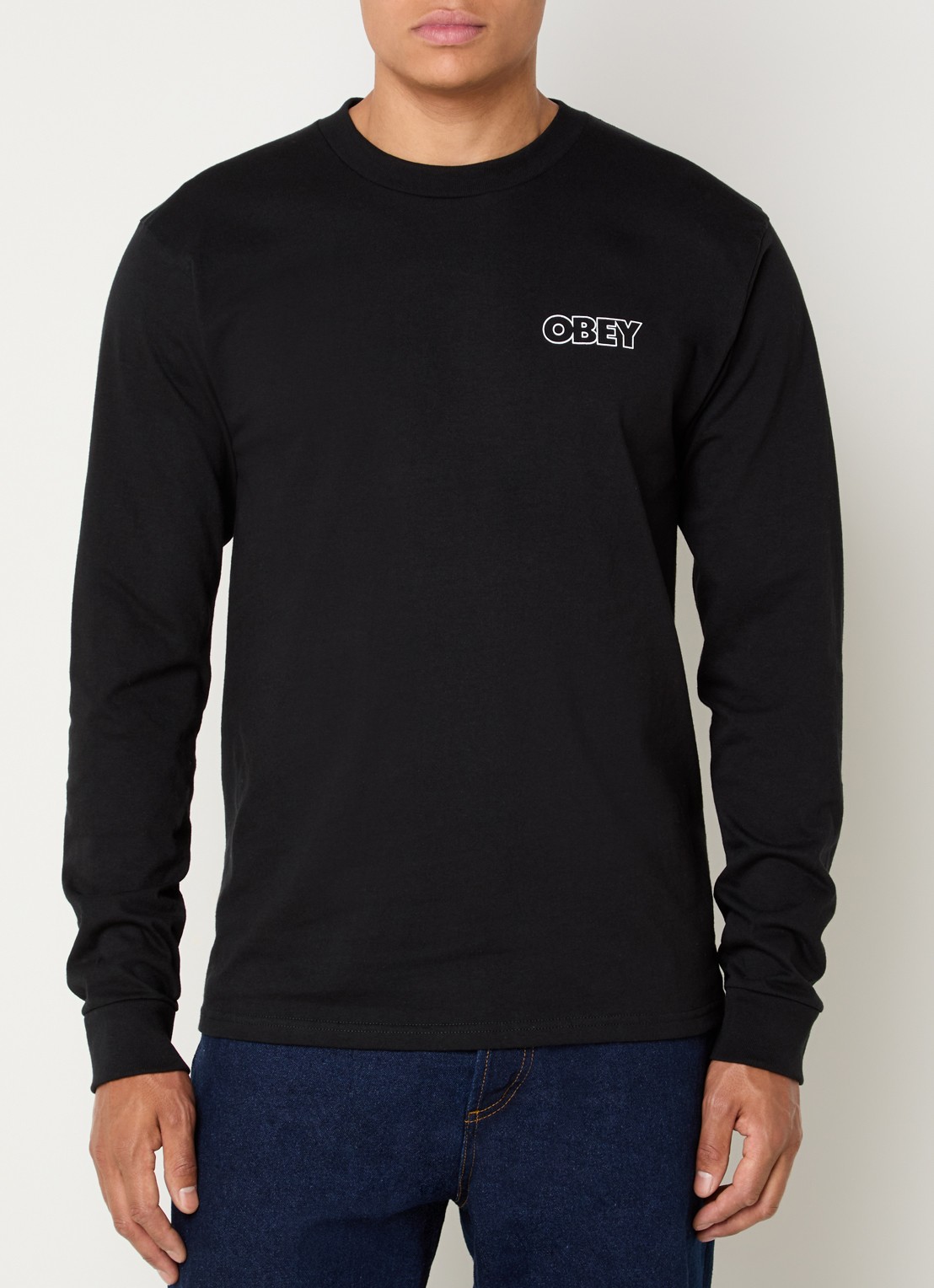Obey Treble long sleeve met logo- en backprint - achterkant 4 zwart