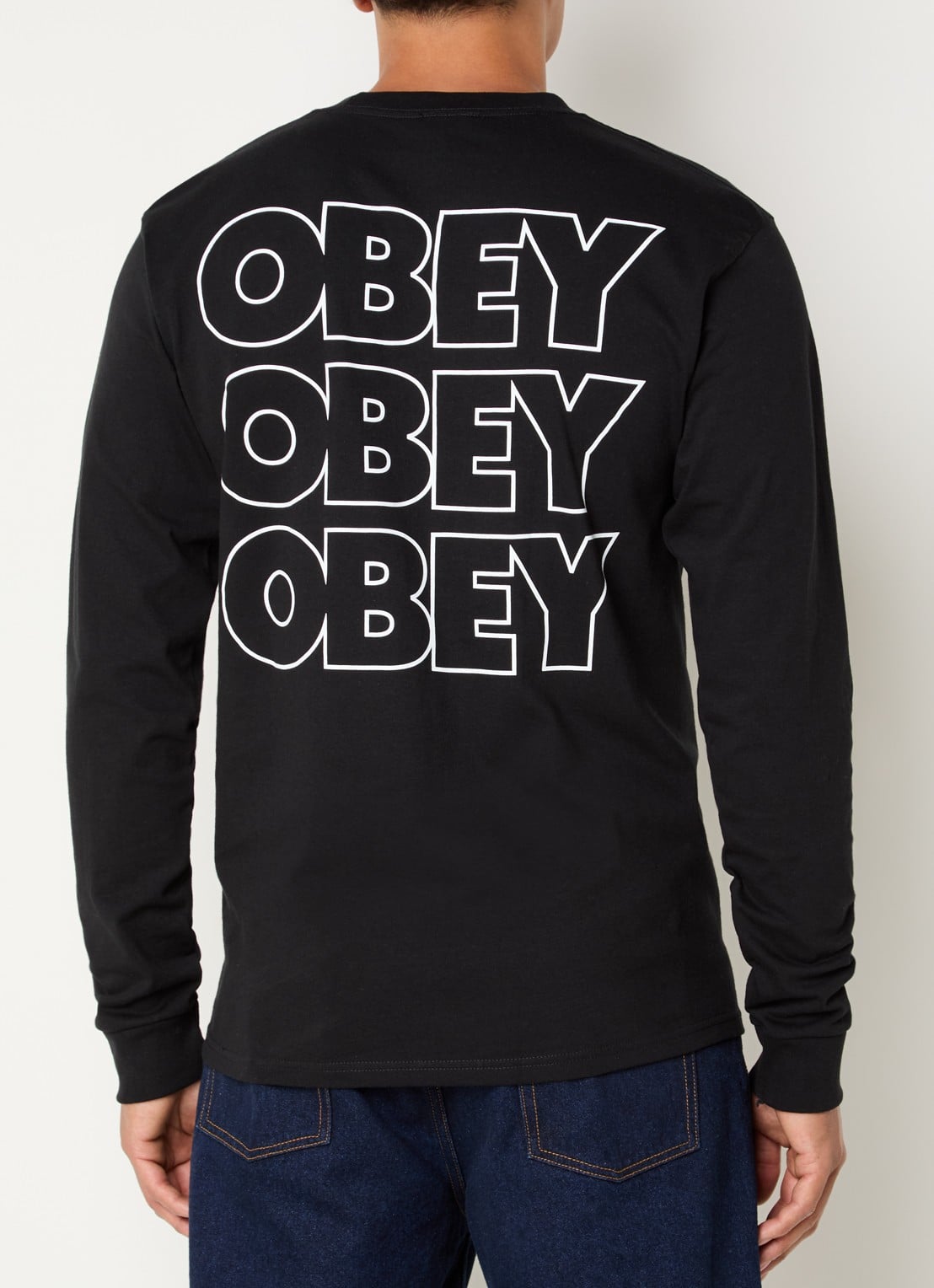 Obey Treble long sleeve met logo- en backprint - detail 3 zwart