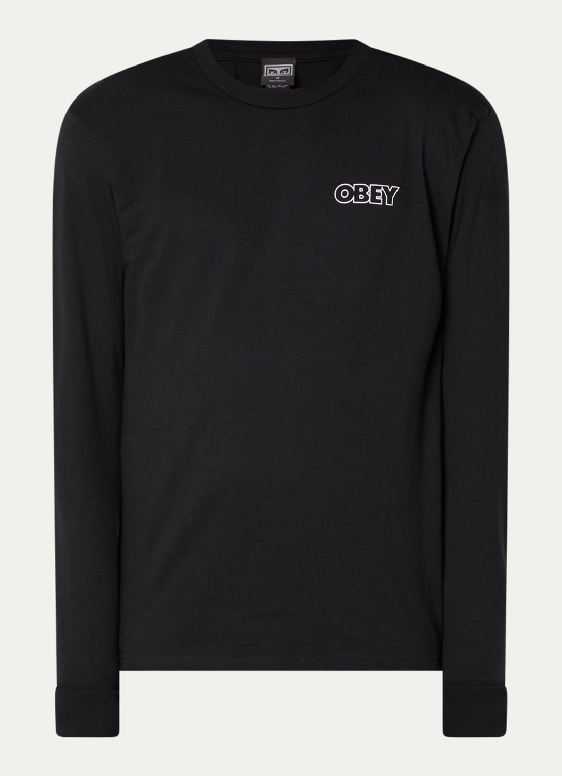 Obey Treble long sleeve met logo- en backprint - voorkant zwart