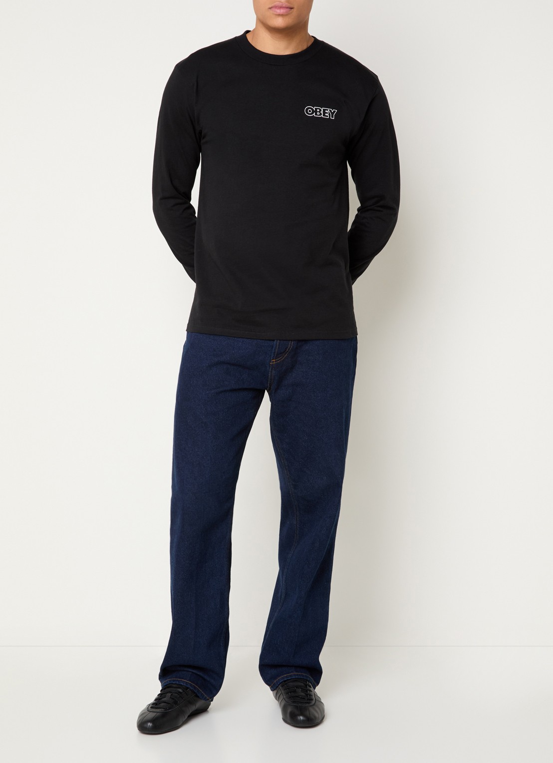 Obey Treble long sleeve met logo- en backprint - voorkant 2 zwart