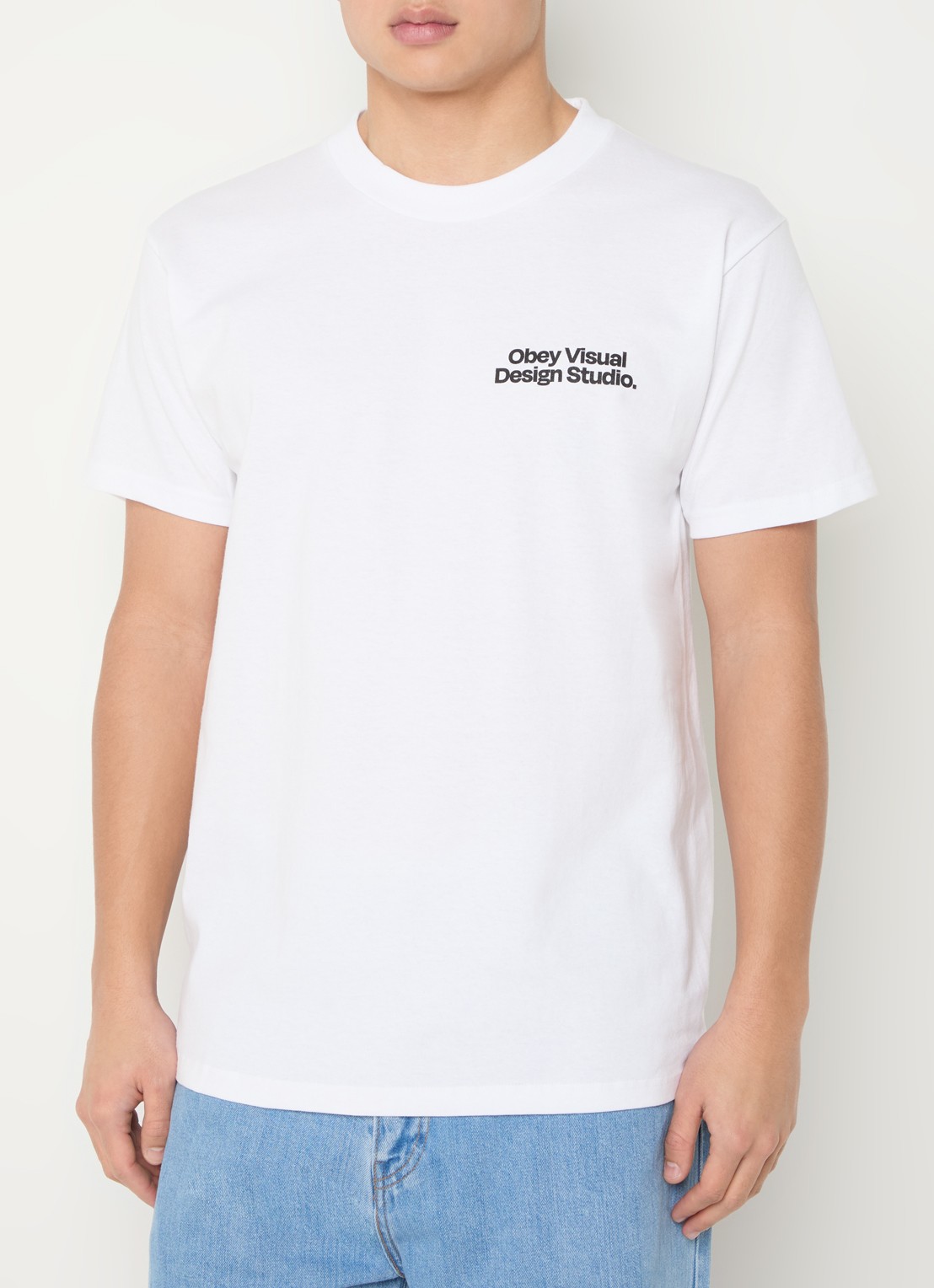 Obey Visual Design T-shirt met logo- en backprint - achterkant 3 wit