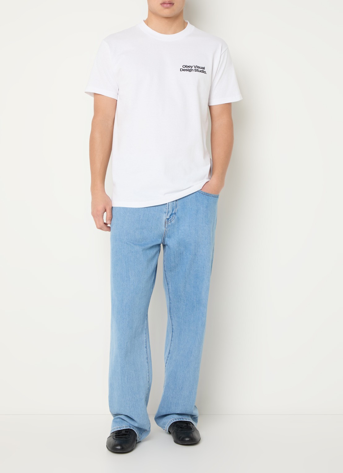 Obey Visual Design T-shirt met logo- en backprint - voorkant 2 wit