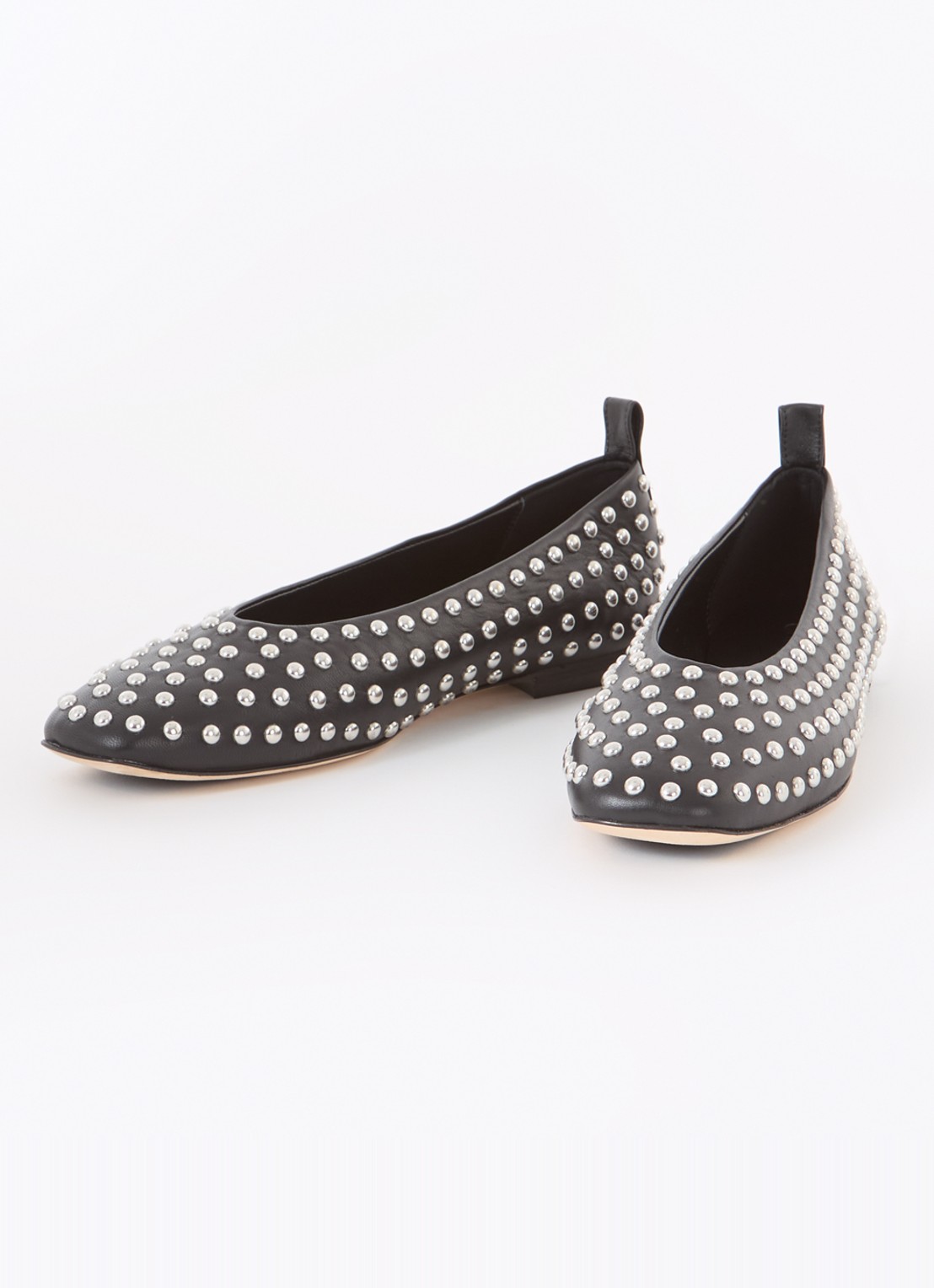 Odare Alba ballerina van leer met studs - detail zwart