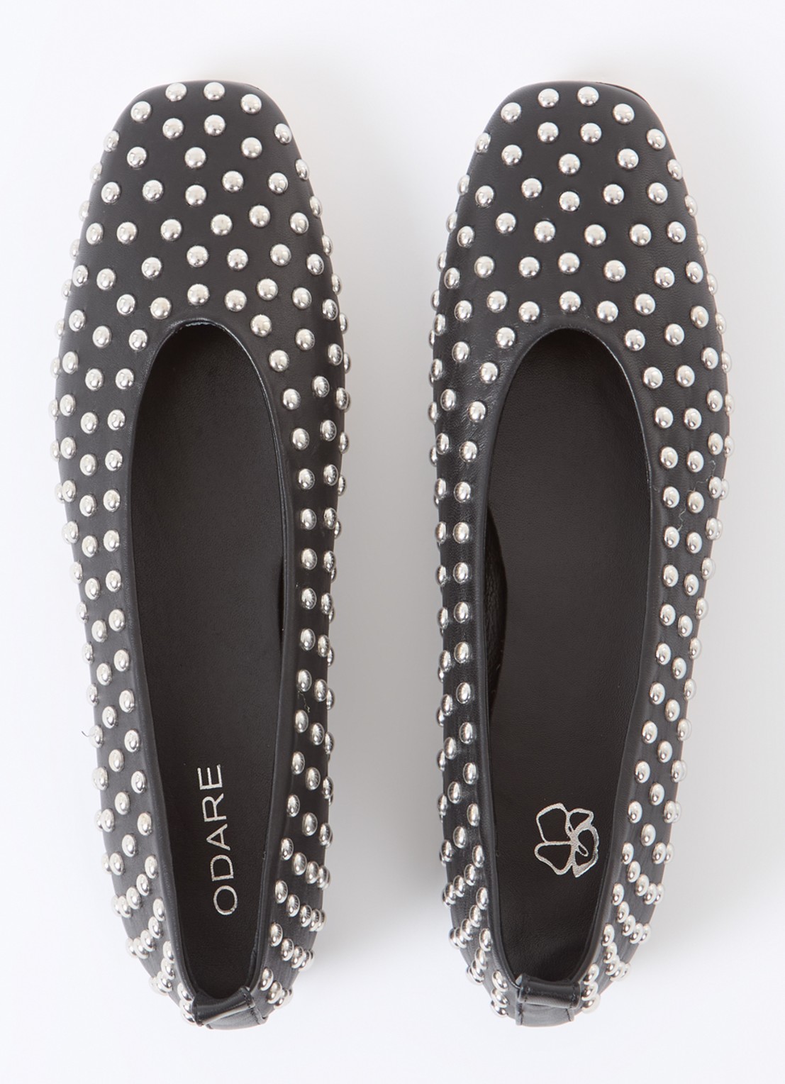 Odare Alba ballerina van leer met studs - detail 2 zwart