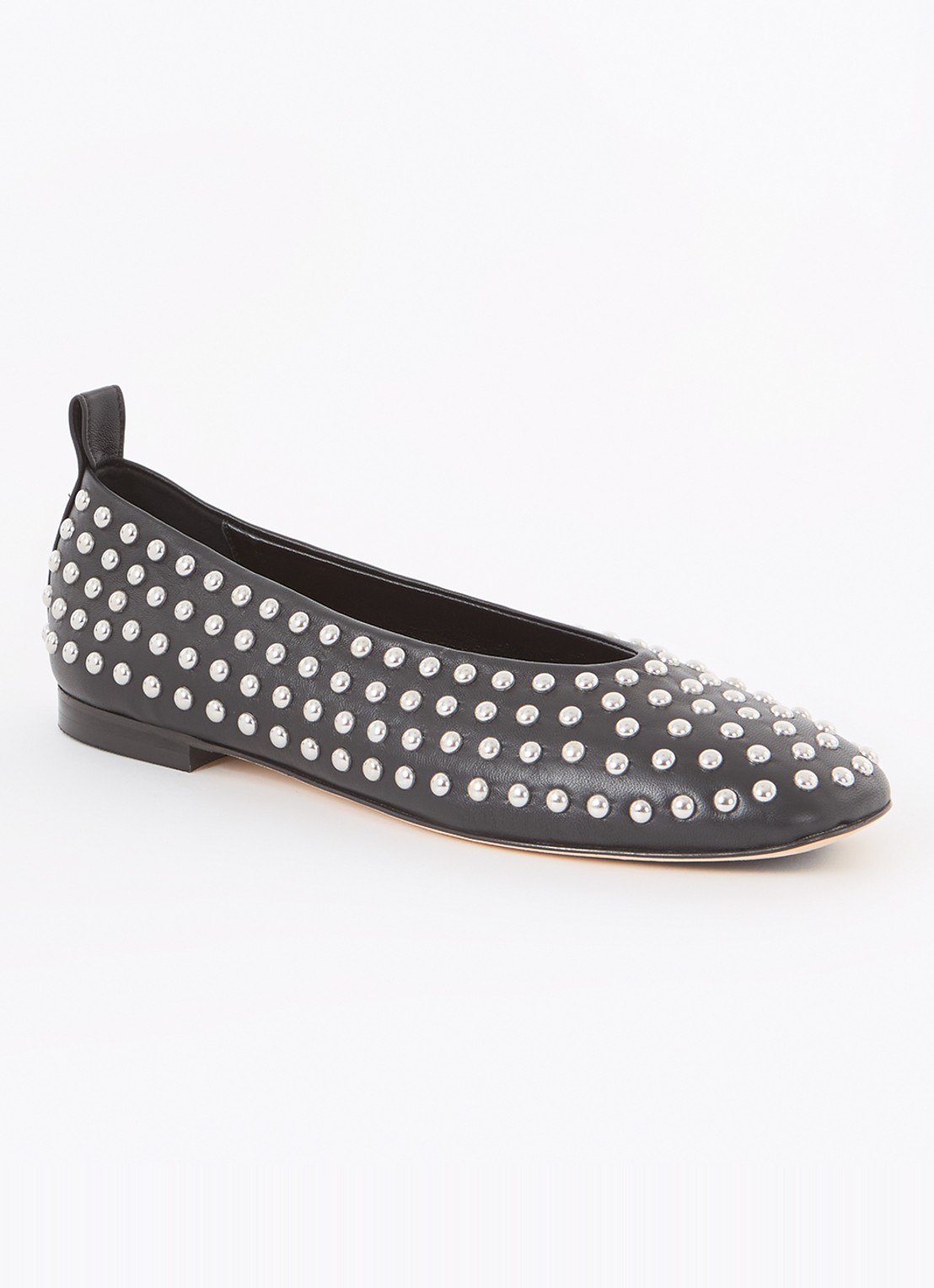 Odare Alba ballerina van leer met studs - voorkant 4 zwart