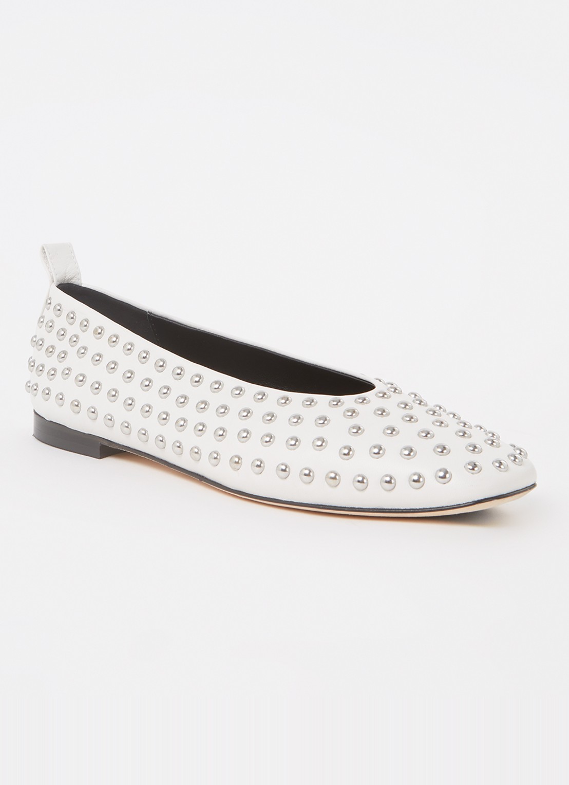 Odare Alba ballerina van leer met studs - voorkant 5 gebroken wit