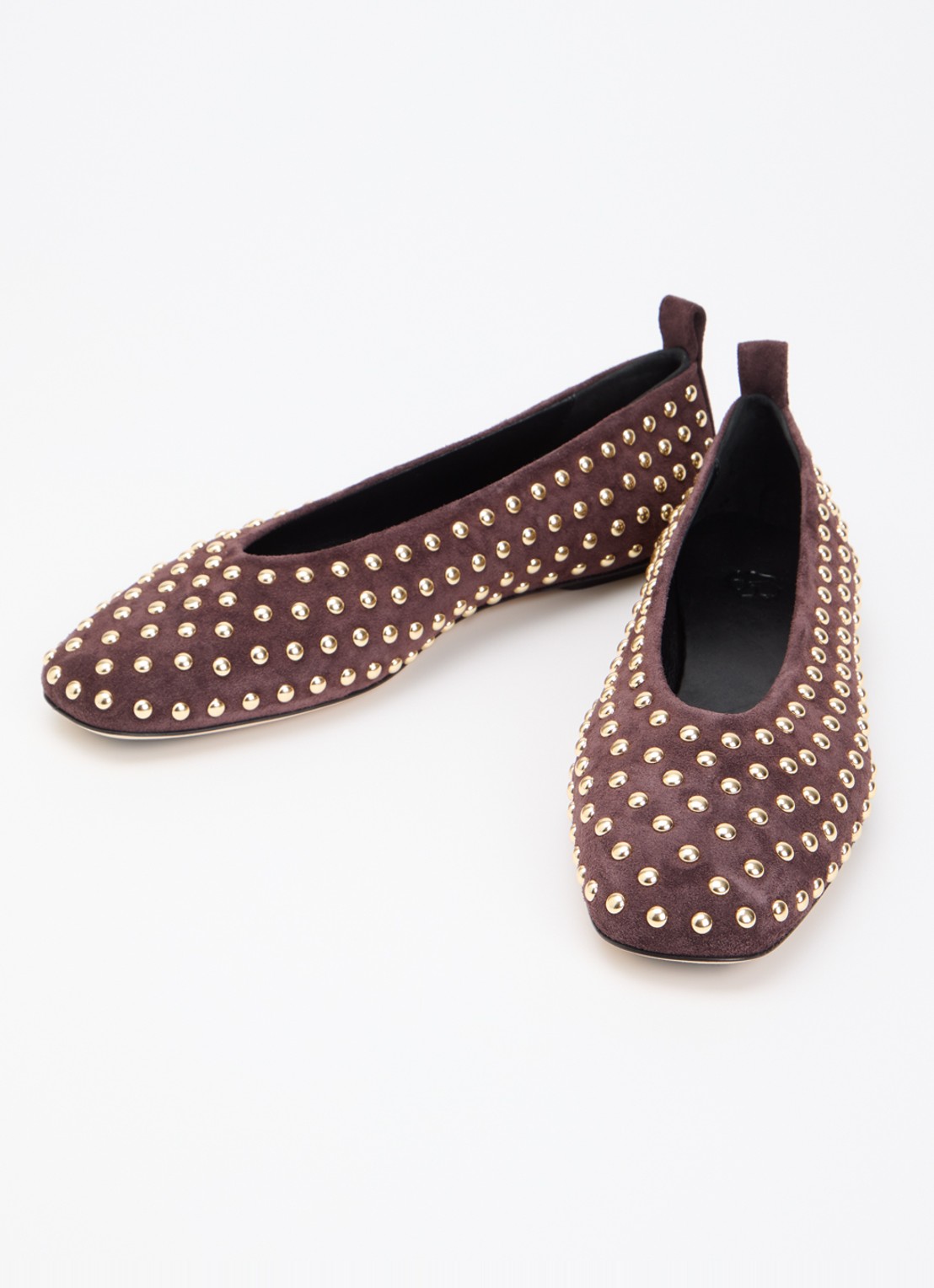 Odare Alba Sensory ballerina van suède met studs - detail 2 donkerbruin