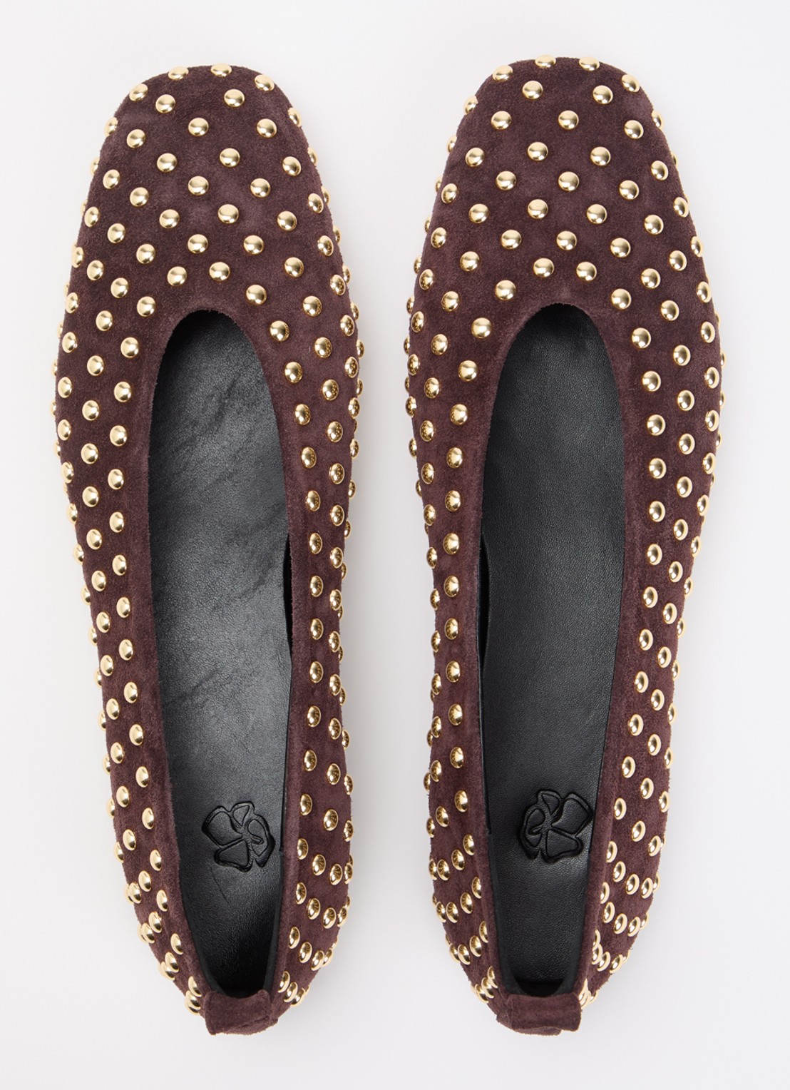 Odare Alba Sensory ballerina van suède met studs - detail 3 donkerbruin