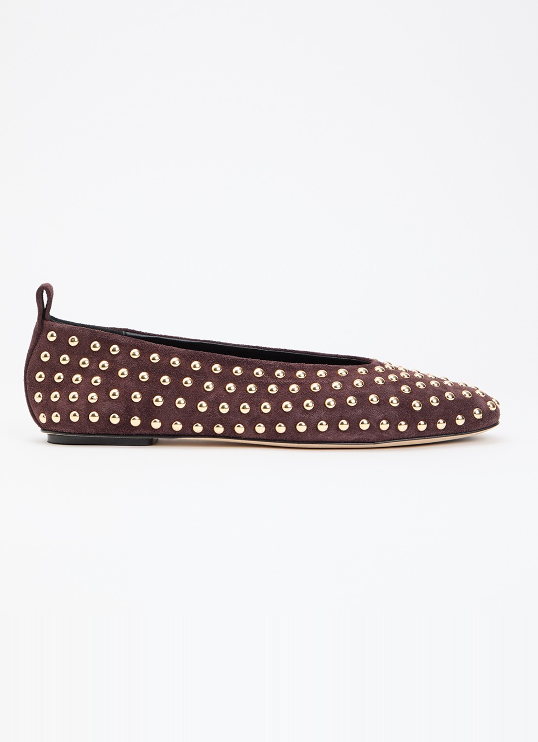 Odare Alba Sensory ballerina van suède met studs - voorkant donkerbruin