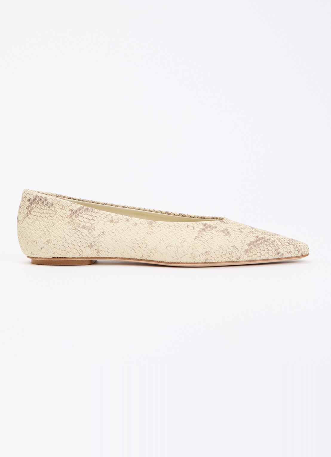Odare Bilbao ballerina van leer met slangenprint - voorkant 2 ivoor