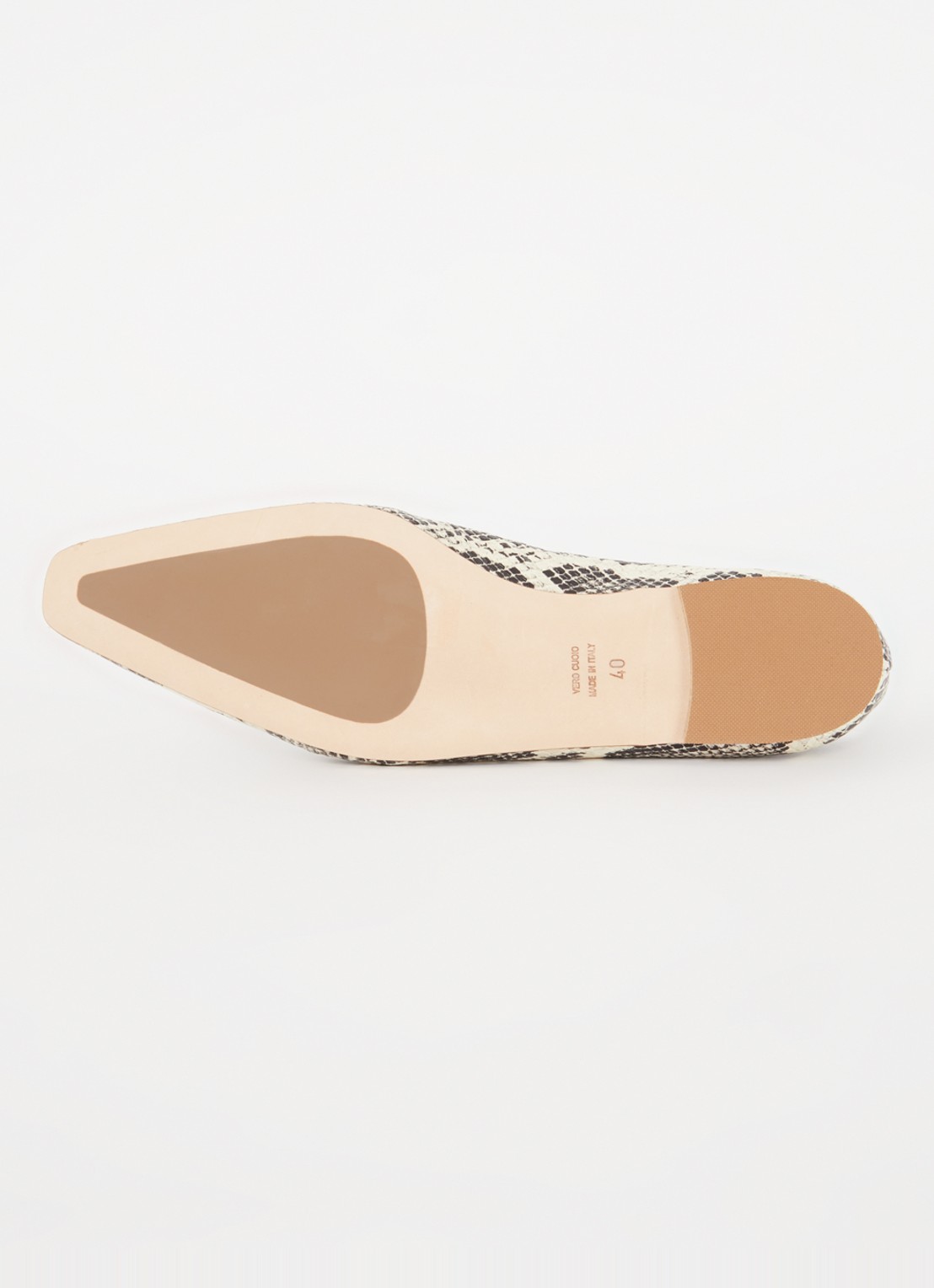 Odare Bilboa ballerina van leer met slangenprint - detail 4 gebroken wit