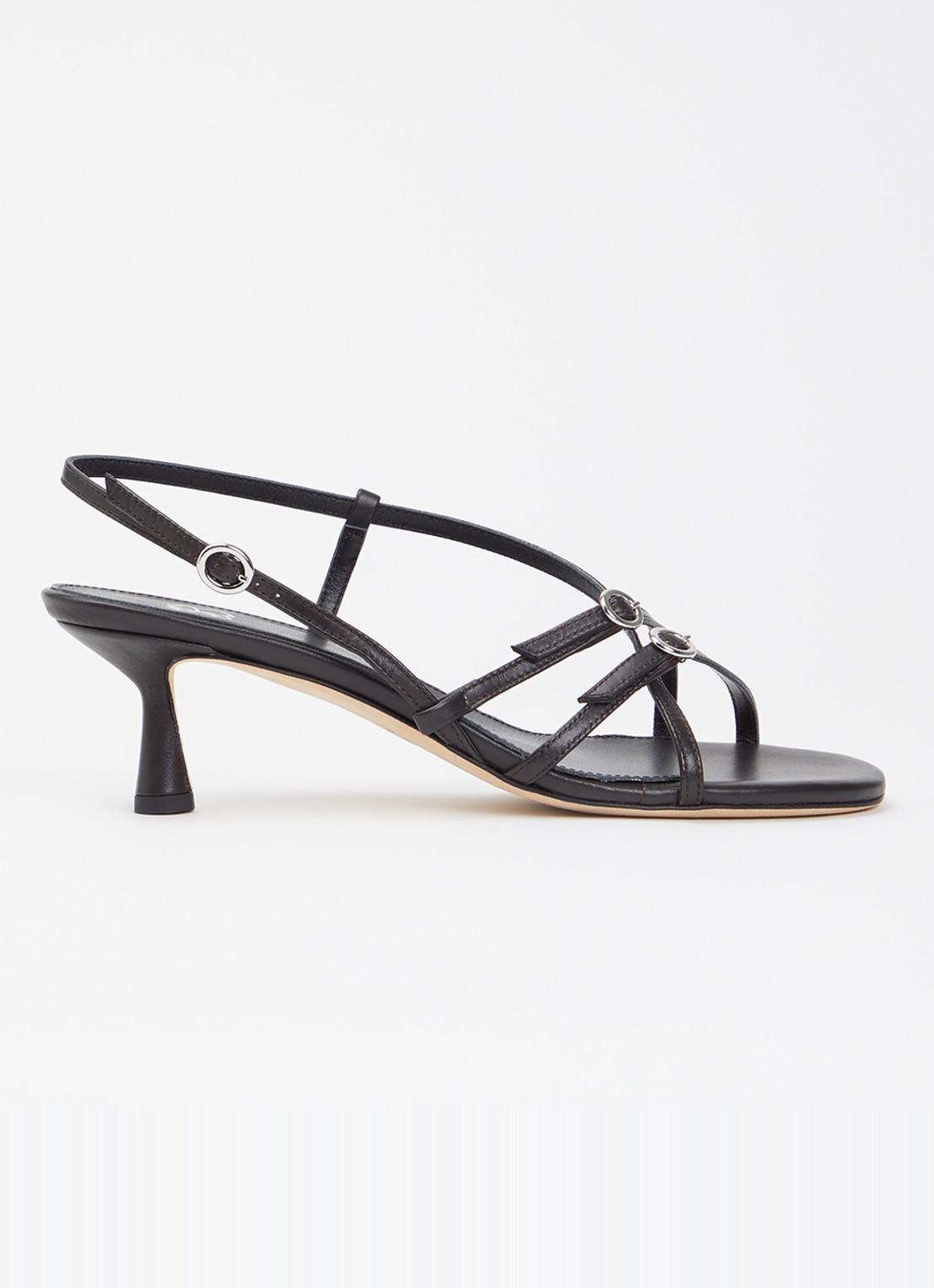 Odare Blanca sandalette van leer - voorkant 2 donkerbruin