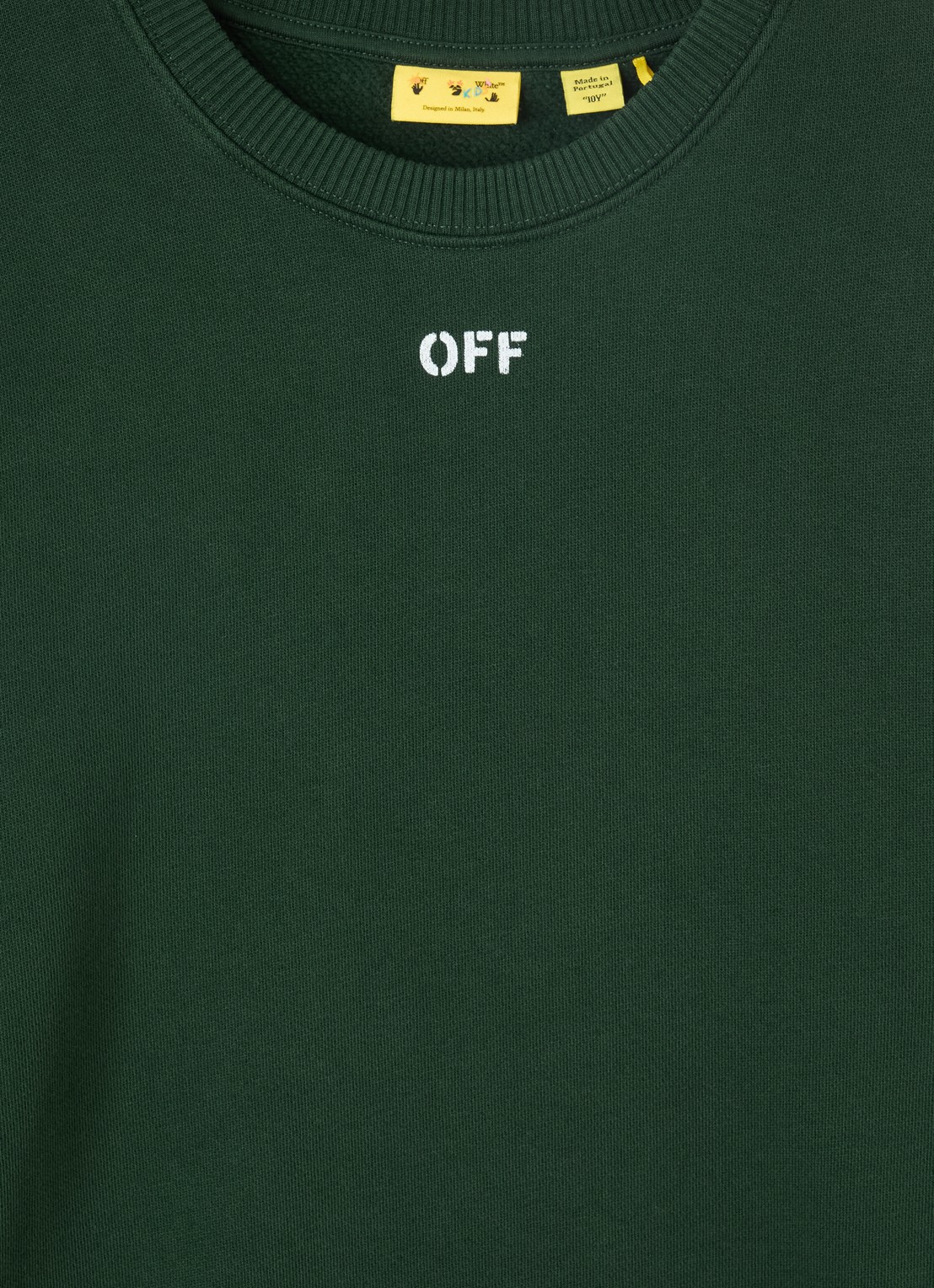 Off-White Arrow sweater met logo- en backprint - detail donkergroen