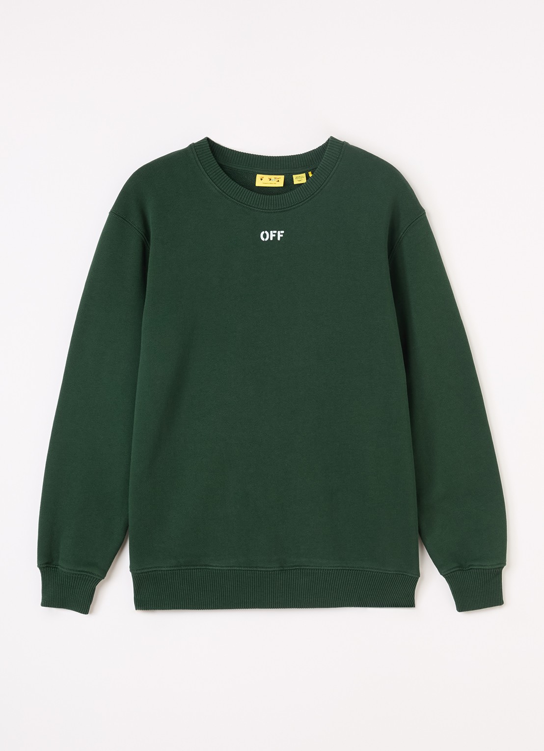 Off-White Arrow sweater met logo- en backprint - voorkant 2 donkergroen